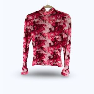 Floral Sheer Mesh Long Sleeve Top